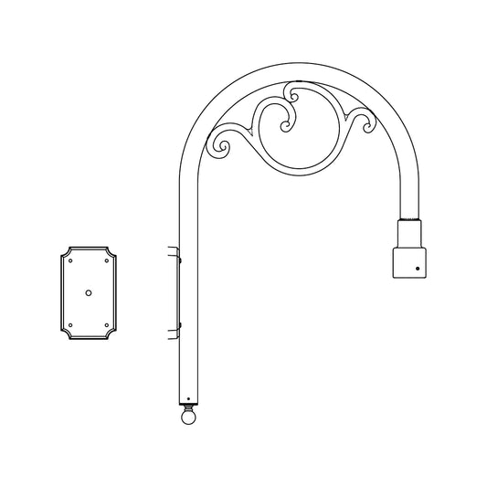 Wall Mount Shepherds Hook Bracket Arm - 250S