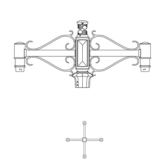 4 at 90 Degrees- 4" Fluted Post - 264S-4FL