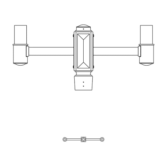 2 at 180 Degrees and 1 Top Center Mount- 4" Post - 543-4