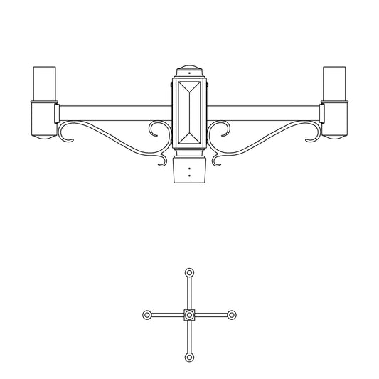 4 at 90 Degrees and 1 Top Center Mount- 4" Post - 545S-4