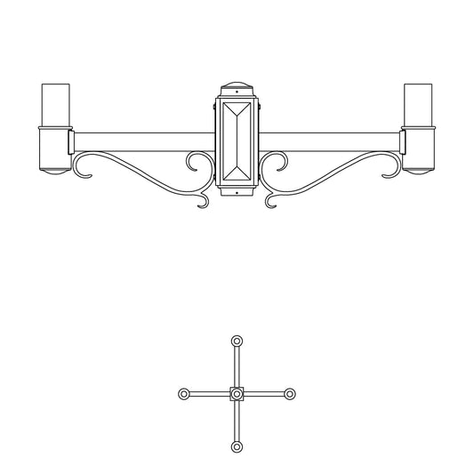 4 at 90 Degrees and 1 Top Center Mount- 3" Post - 545S