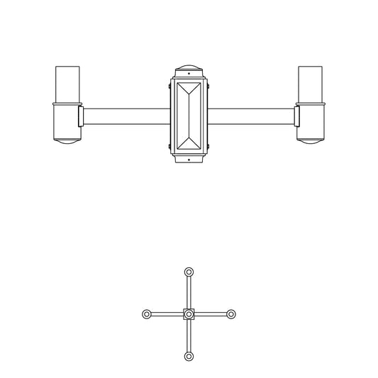 4 at 90 Degrees and 1 Top Center Mount- 3" Post - 545