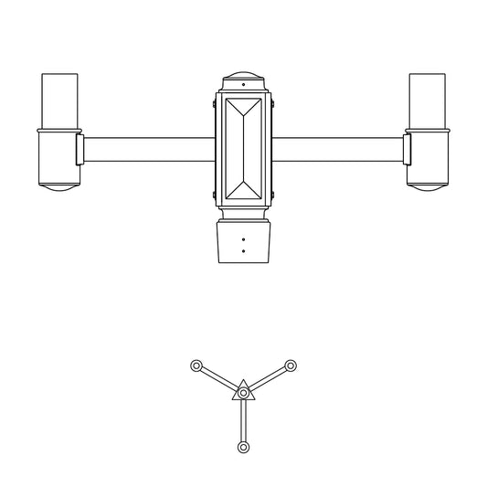 3 at 120 Degrees and 1 Top Center Mount- 4" Post - 547-4