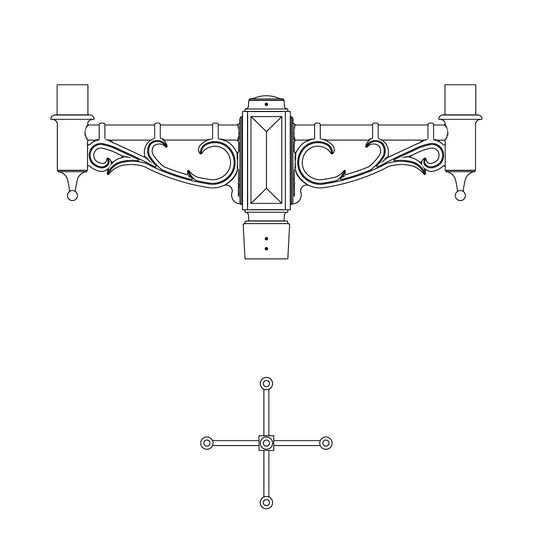 4 at 90 Degrees and 1 Top Center Mount- 4" Post - 555S-4