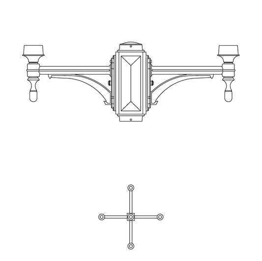 4 at 90 Degrees and 1 Top Center Mount- 3" Post - 575