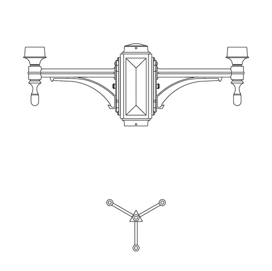 3 at 120 Degrees and 1 Top Center Mount- 4" Post - 577-4