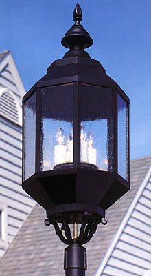 Black post light on pole from the Gotham series B14430.