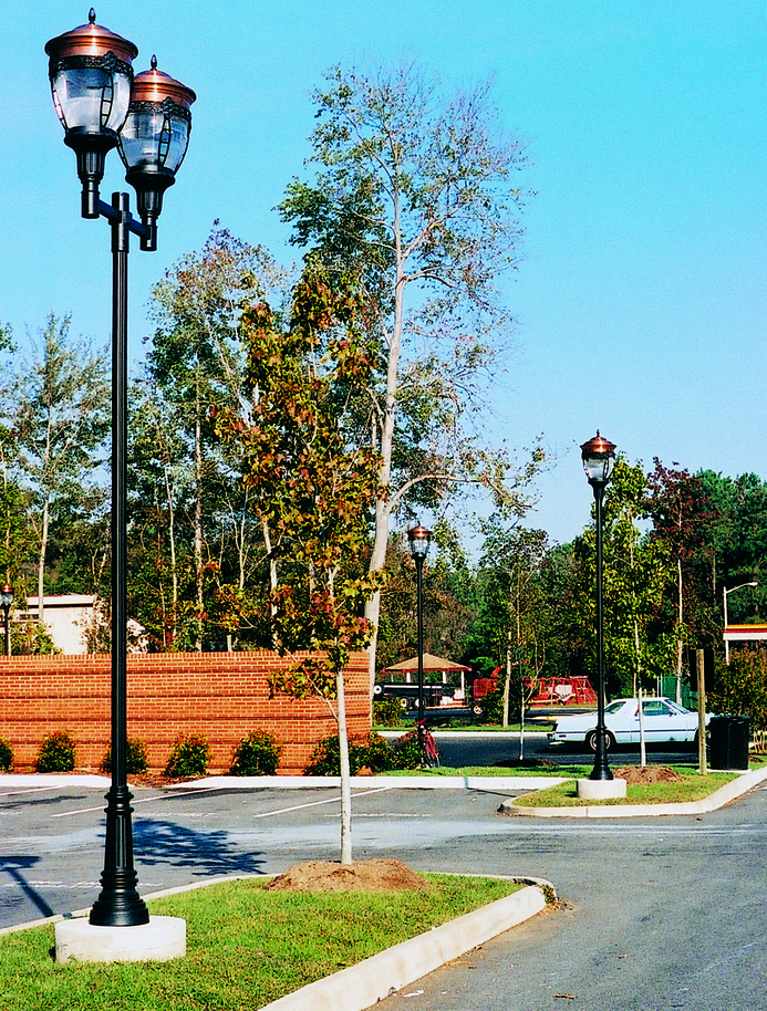 North Hills 33230BP-BLK double post top lighting fixtures.