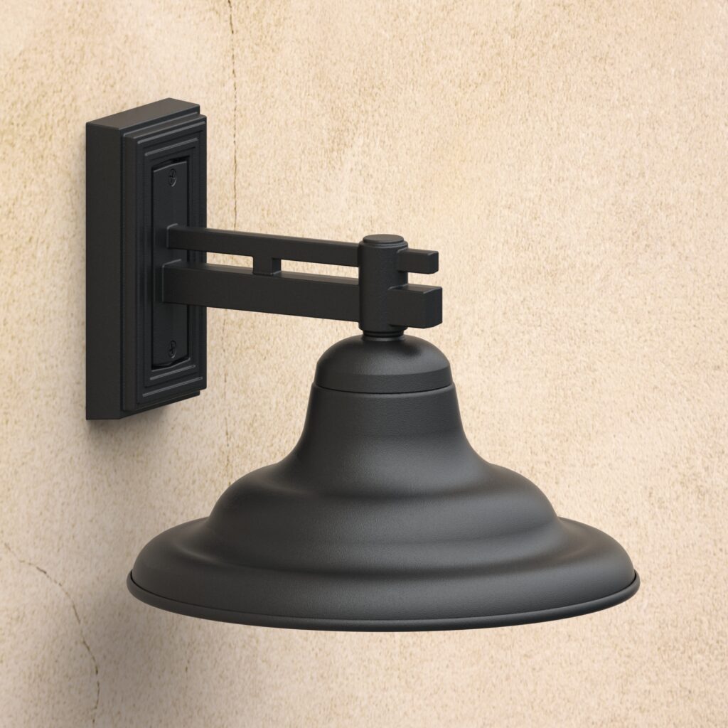 Shady Hills 61471-BLACK-WITH-BACKGROUND RLM wall lighting fixture.