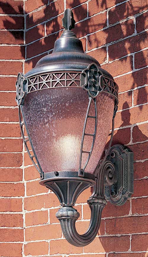 Grosse Pointe-B175FSM-FGN-CTP-MED wall fixture on brick wall.
