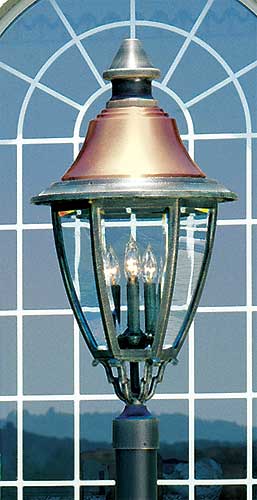 Suffolk B52630-VCP-CBG-C4-With-Copper-Dome post top lighting fixture.