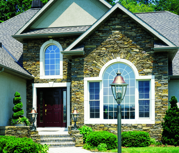 Suffolk B52630-VGN-CBG-C4-With-Copper-Dome post top lighting fixture and pier lighting fixtures.