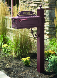 A red colored mailbox